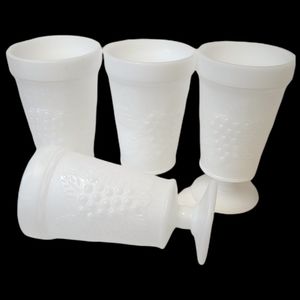Vintage milk glass footed goblets set of 4 Anchor Hocking Indiana glass